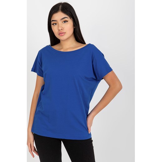 Kobaltowy t-shirt basic z dekoltem na plecach Fire ze sklepu 5.10.15 w kategorii Bluzki damskie - zdjęcie 169715321
