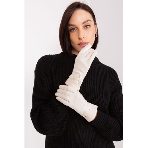 Jasnobeżowe damskie rękawiczki damskie ze sklepu 5.10.15 w kategorii Rękawiczki damskie - zdjęcie 169715323