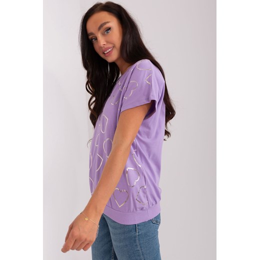 Jasnofioletowa codzienna bluzka z nadrukiem ze sklepu 5.10.15 w kategorii Bluzki damskie - zdjęcie 169715464