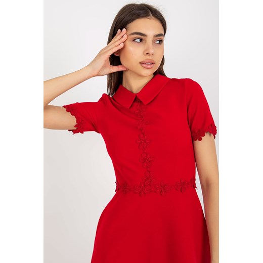 Lakerta Czerwona sukienka koktajlowa z krótkim rękawem Lakerta 40 5.10.15