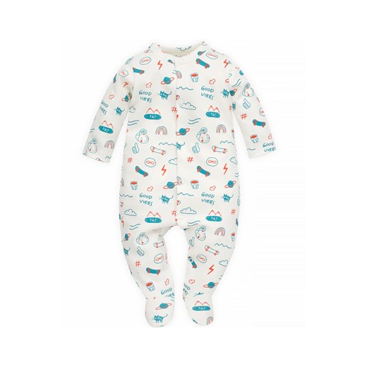 Pajac długi niemowlęcy w kolorowe wzorki ecru ze sklepu 5.10.15 w kategorii Pajacyki - zdjęcie 169716123