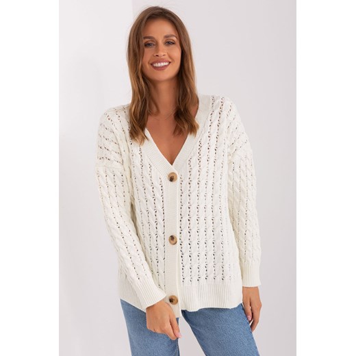 Damski sweter rozpinany z dodatkiem wełny ecru ze sklepu 5.10.15 w kategorii Swetry damskie - zdjęcie 169716581