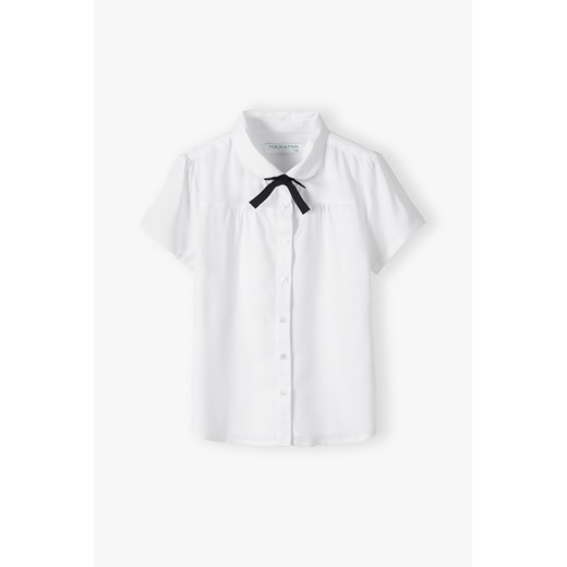Biała elegancka koszula z krótkim rękawem dla dziewczynki ze sklepu 5.10.15 w kategorii Koszule dziewczęce - zdjęcie 169716584