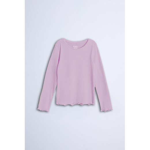 Różowa bluzka dziewczęca z dzianiny w prążki - długi rękaw - Limited Edition ze sklepu 5.10.15 w kategorii Bluzki dziewczęce - zdjęcie 169716752