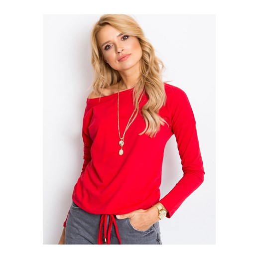 Bluzka z długim rękawem wiązana czerwona ze sklepu 5.10.15 w kategorii Bluzki damskie - zdjęcie 169716942
