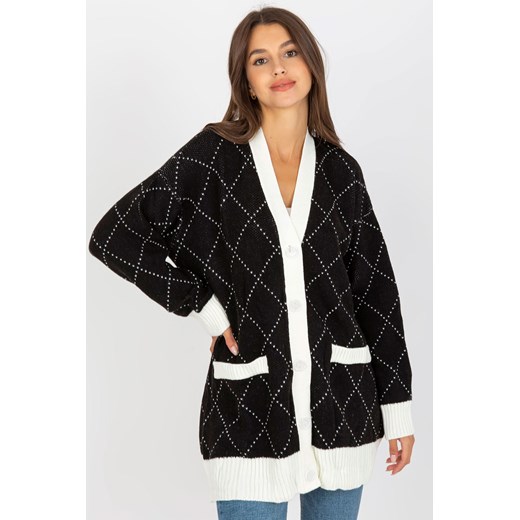 RUE PARIS Czarny luźny sweter rozpinany z guzikami ze sklepu 5.10.15 w kategorii Swetry damskie - zdjęcie 169717072