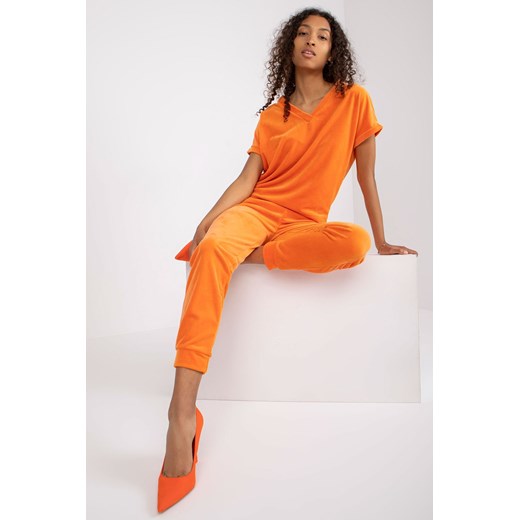 Komplet dla kobiet - T-shirt i spodnie dresowe - pomarańczowy XL 5.10.15