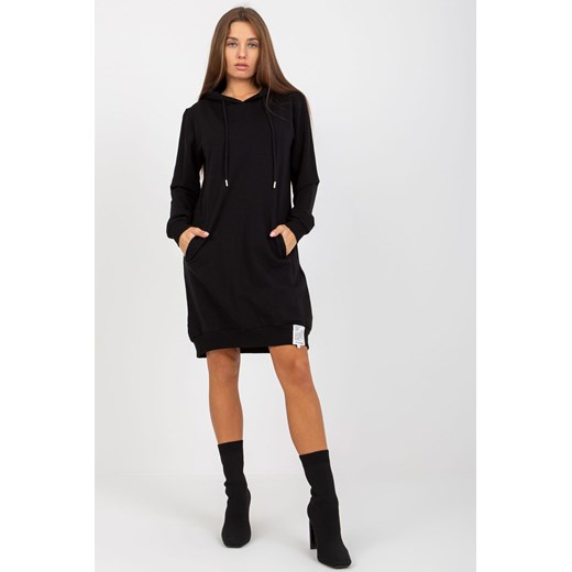 Czarna dresowa sukienka basic z kapturem ze sklepu 5.10.15 w kategorii Sukienki - zdjęcie 169717263