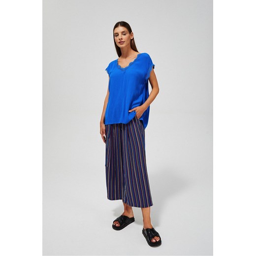 Luźna bluzka damska z krótkim rękawem niebieska ze sklepu 5.10.15 w kategorii Bluzki damskie - zdjęcie 169717453