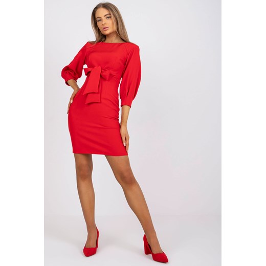 Czerwona krótka sukienka koktajlowa z rękawem 3/4 ze sklepu 5.10.15 w kategorii Sukienki - zdjęcie 169717600