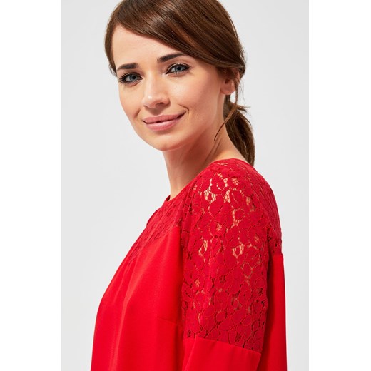 Czarwona bluzka damska z koronkową górą M 5.10.15 okazyjna cena