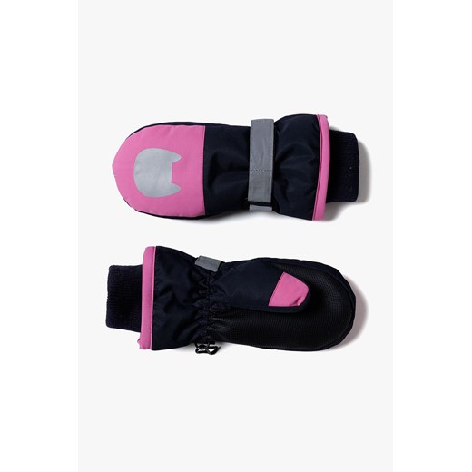 Rękawiczki dziewczęce z narciarskie odblaskami - czarno - różowe ze sklepu 5.10.15 w kategorii Rękawiczki dziecięce - zdjęcie 169717982