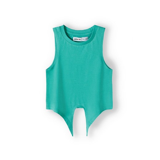 Zielony top niemowlęcy bawełniany z wiązaniem na przodzie ze sklepu 5.10.15 w kategorii Koszulki niemowlęce - zdjęcie 169718111