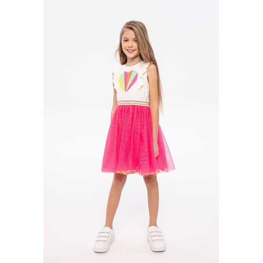 Różowa sukienka dziewczęca z sercem i cekinami ze sklepu 5.10.15 w kategorii Sukienki dziewczęce - zdjęcie 169718151