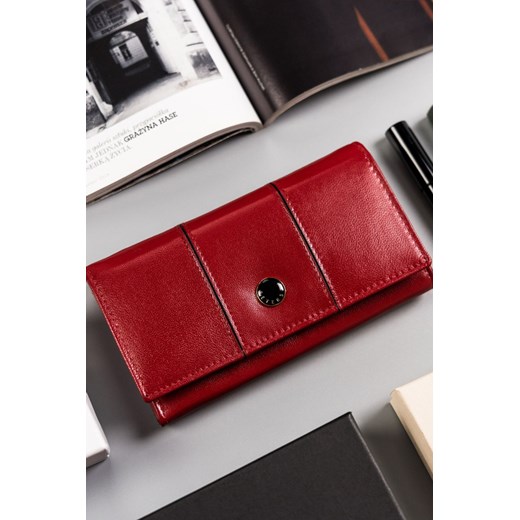Peterson skórzany portfel damski na zatrzask- czerwony ze sklepu 5.10.15 w kategorii Portfele damskie - zdjęcie 169718182