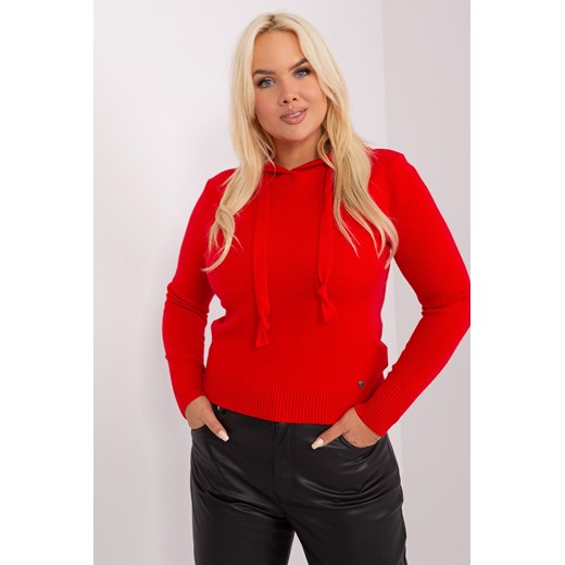Sweter damski plus size z wiskozą czerwony XL/XXL 5.10.15