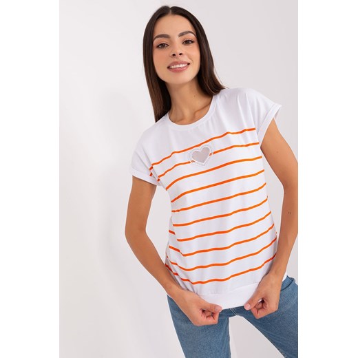 Biało-pomarańczowa damska bluzka w paski ze sklepu 5.10.15 w kategorii Bluzki damskie - zdjęcie 169718332