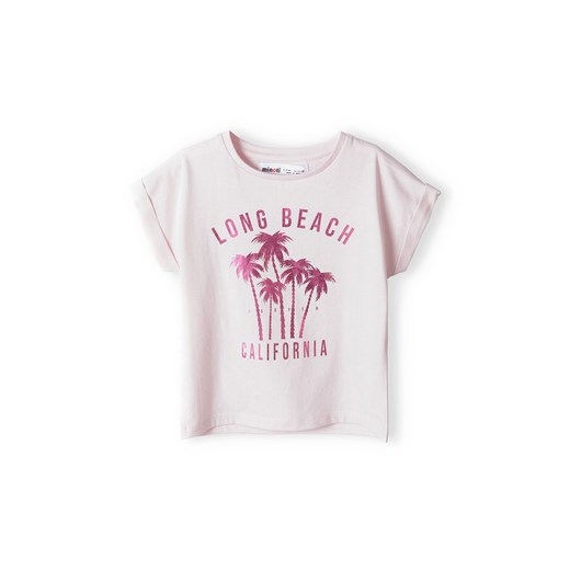 Różowa koszulka bawełniana dziewczęca z nadrukiem ze sklepu 5.10.15 w kategorii Bluzki dziewczęce - zdjęcie 169718510