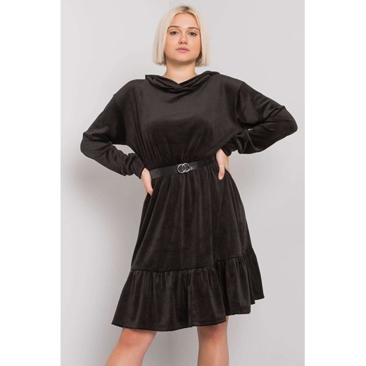 Sukienka welurowa z paskiem - czarna ze sklepu 5.10.15 w kategorii Sukienki - zdjęcie 169718532
