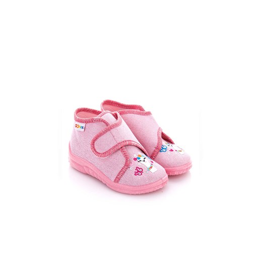 Różowe kapcie dla niemowlaka na rzep Go Kids z lamą ze sklepu 5.10.15 w kategorii Kapcie dziecięce - zdjęcie 169718731