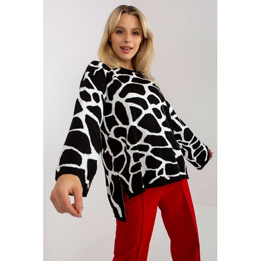 Biało-czarny wzorzysty sweter damski one size promocyjna cena 5.10.15