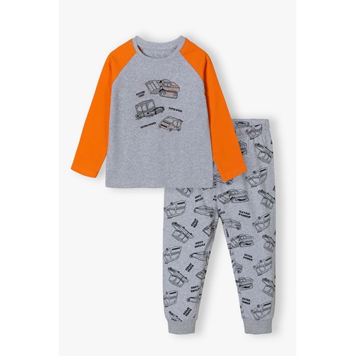 Dwuczęściowa piżama chłopięca w pojazdy - pomarańczowo - szara ze sklepu 5.10.15 w kategorii Piżamy dziecięce - zdjęcie 169718914