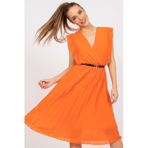 Sukienka plisowana - pomarańczowa ze sklepu 5.10.15 w kategorii Sukienki - zdjęcie 169718983