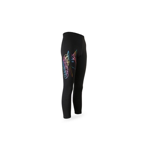 Dziewczęce legginsy czarne z kolorowym nadrukiem jednorożca ze sklepu 5.10.15 w kategorii Spodnie dziewczęce - zdjęcie 169719420