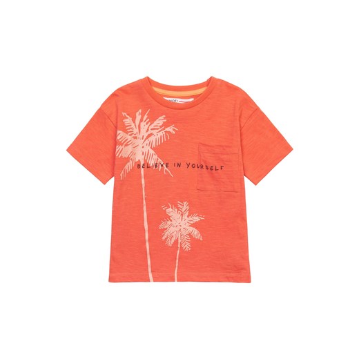 Pomarańczowy t-shirt z bawełny chłopięcy z palmami Minoti 104/110 5.10.15 okazja