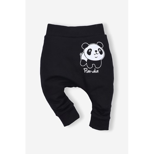 Czarne spodnie niemowlęce z bawełny organicznej dla chłopca- Panda ze sklepu 5.10.15 w kategorii Spodnie i półśpiochy - zdjęcie 169719840