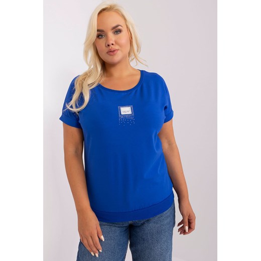 Kobaltowa bluzka plus size z okrągłym dekoltem ze sklepu 5.10.15 w kategorii Bluzki damskie - zdjęcie 169720312