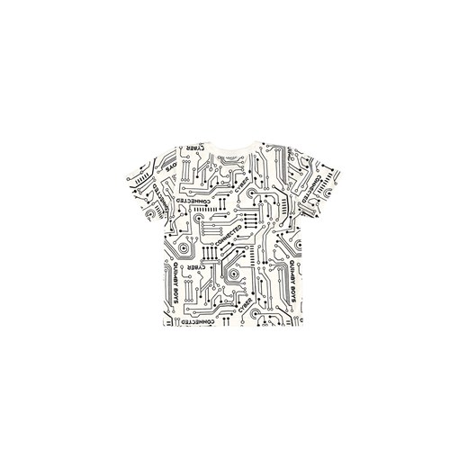 Biały bawełniany t-shirt chłopięcy we wzory Quimby 128 5.10.15