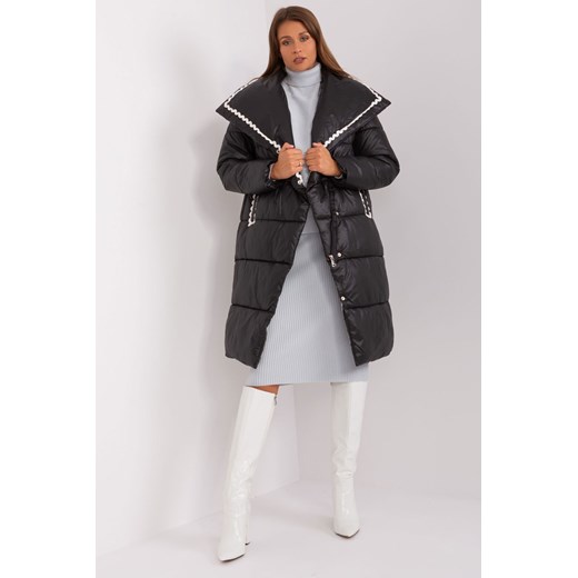 Czarna długa kurtka zimowa z kieszeniami ze sklepu 5.10.15 w kategorii Kurtki damskie - zdjęcie 169720374