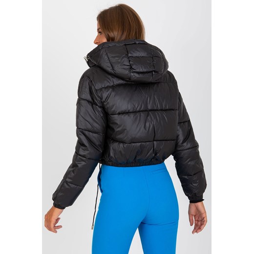 Czarna pikowana kurtka zimowa z kapturem dla kobiety XL okazja 5.10.15