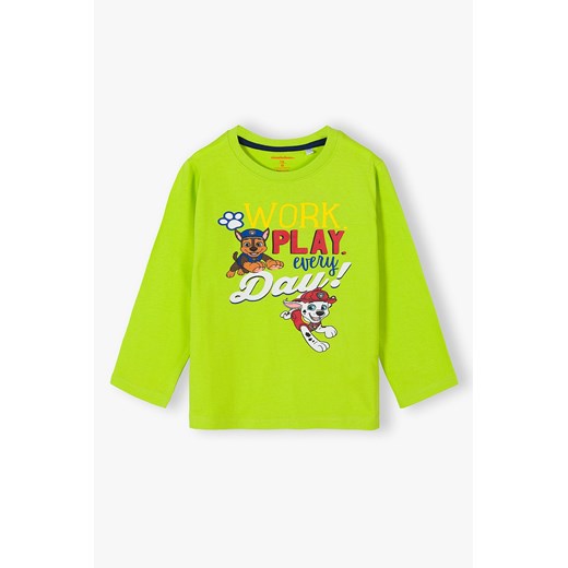 Bawełniana bluzka z długim rękawem- Psi Patrol zielona ze sklepu 5.10.15 w kategorii T-shirty chłopięce - zdjęcie 169720673