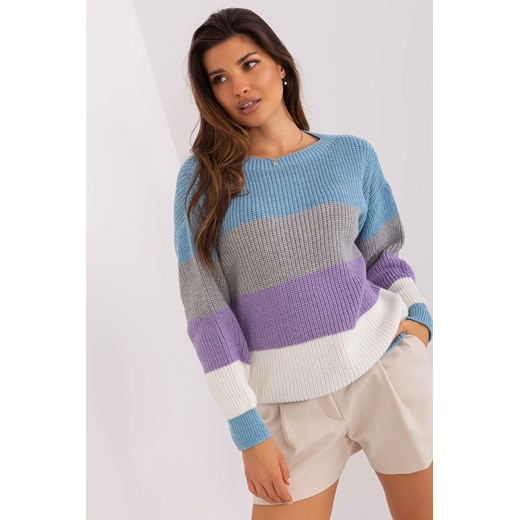 Niebiesko-fioletowy sweter oversize w paski ze sklepu 5.10.15 w kategorii Swetry damskie - zdjęcie 169720743