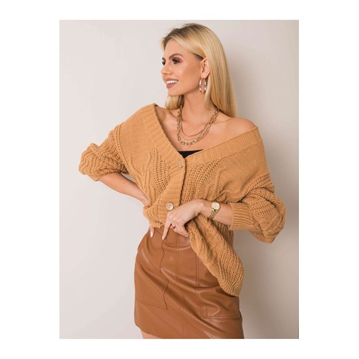 Oversizowy sweter damski zapinany na guziki - karmelowy ze sklepu 5.10.15 w kategorii Swetry damskie - zdjęcie 169720980