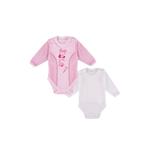 Body dziewczęce długi rękaw 2-pak białe i różowe z misiem ze sklepu 5.10.15 w kategorii Body niemowlęce - zdjęcie 169721003