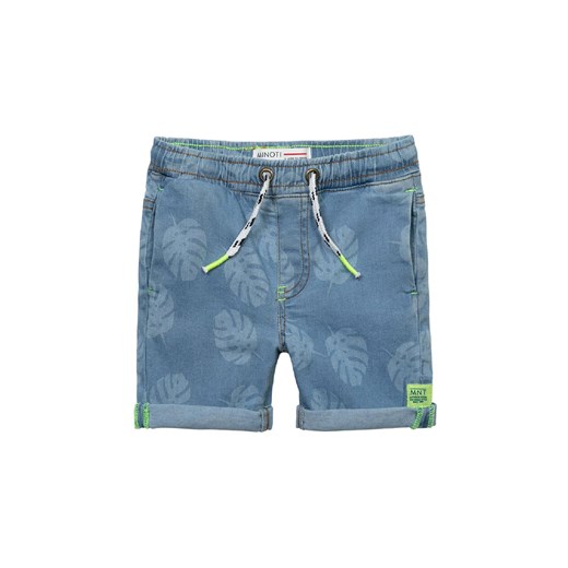 Szorty jeansowe ze ściągaczem w pasie oraz nadrukiem w liście chłopięce ze sklepu 5.10.15 w kategorii Spodenki niemowlęce - zdjęcie 169721083