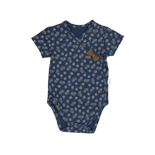 Bawełniany kopertowe body z krótkim rękawem z kwiecistym wzorkiem - granatowy ze sklepu 5.10.15 w kategorii Body niemowlęce - zdjęcie 169721331