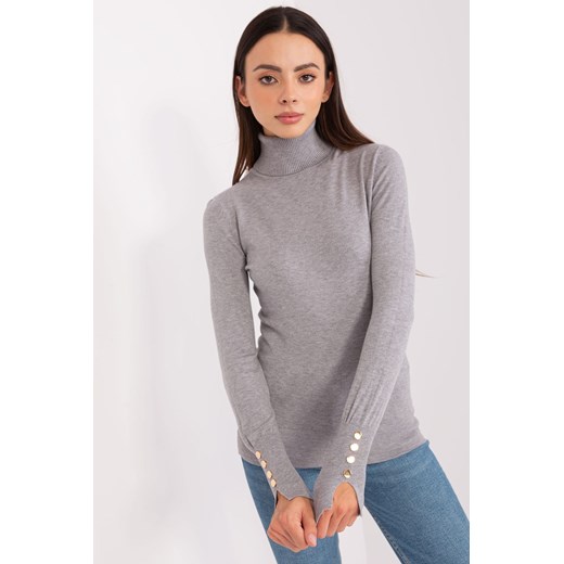 Szary damski sweter z golfem i długim rękawem ze sklepu 5.10.15 w kategorii Swetry damskie - zdjęcie 169721462