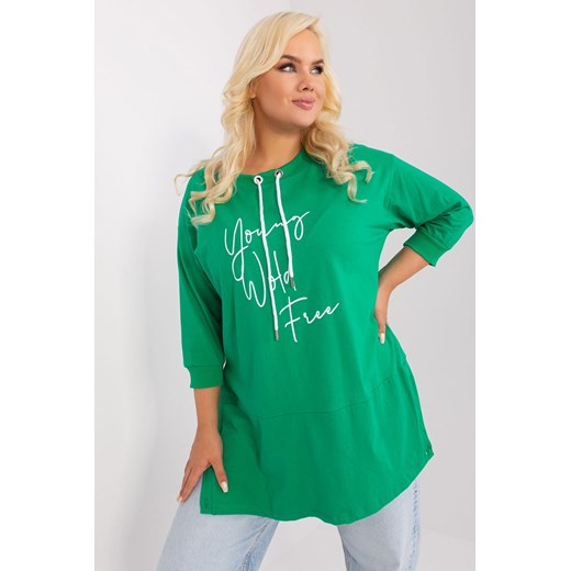Bluzka plus size z printem zielony ze sklepu 5.10.15 w kategorii Bluzki damskie - zdjęcie 169721550