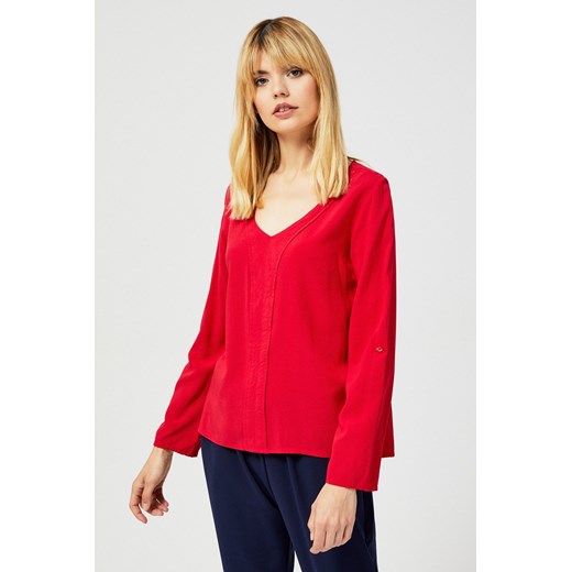 Czarwona bluzka damska z długim rękawem ze sklepu 5.10.15 w kategorii Bluzki damskie - zdjęcie 169721562