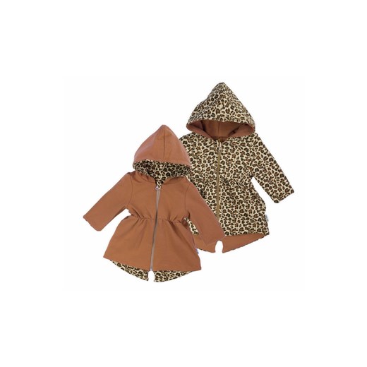 Dwustronny płaszczyk dresowy - brązowy  Panterka ze sklepu 5.10.15 w kategorii Kurtki dziewczęce - zdjęcie 169721604