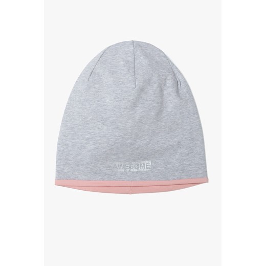 Dwukolorowa czapka dla dziewczynki - szaro różowa ze sklepu 5.10.15 w kategorii Czapki dziecięce - zdjęcie 169721783