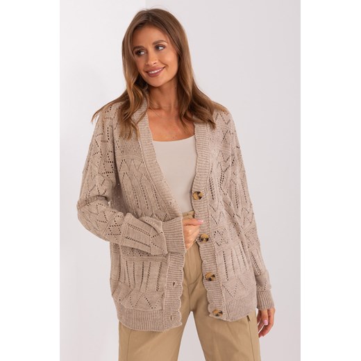 Damski sweter rozpinany z wełną ciemny bezowy ze sklepu 5.10.15 w kategorii Swetry damskie - zdjęcie 169721860