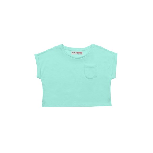 Miętowy top bawełniany dla dziewczynki ze sklepu 5.10.15 w kategorii Bluzki dziewczęce - zdjęcie 169721914