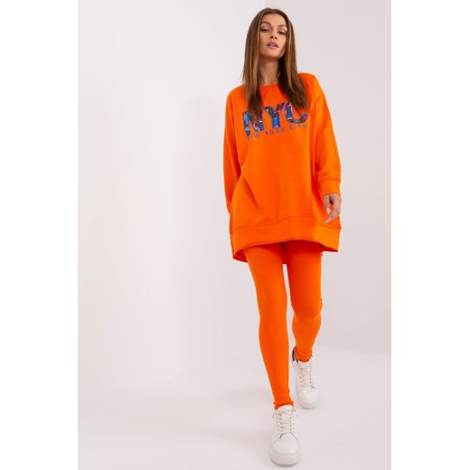 Pomarańczowy dwuczęściowy komplet z legginsami ze sklepu 5.10.15 w kategorii Komplety i garnitury damskie - zdjęcie 169722000