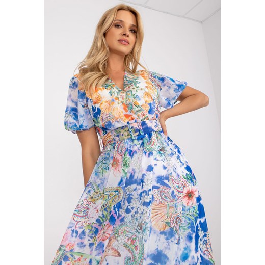 Sukienka z ozdobnym paskiem - niebieska Italy Moda one size 5.10.15