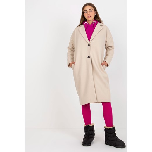 Och Bella Jasnobeżowy jednorzędowy płaszcz z kieszeniami ze sklepu 5.10.15 w kategorii Płaszcze damskie - zdjęcie 169722214